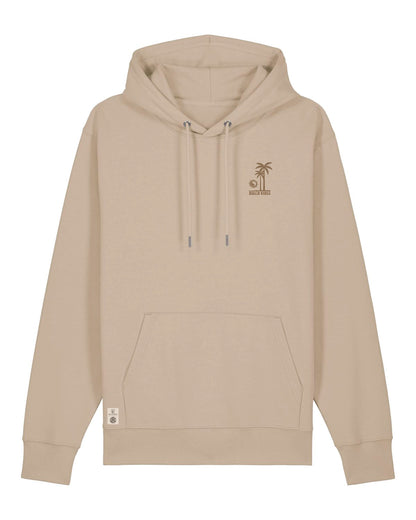 Beachvolleyball Bekleidung Streetwear Sportswear Oberteil Hoodie sand mit Markenlabel
Pack Shot Kleiner Brustprint Palme JingJang Sonne Beach Vibes beachvolleyball.de 