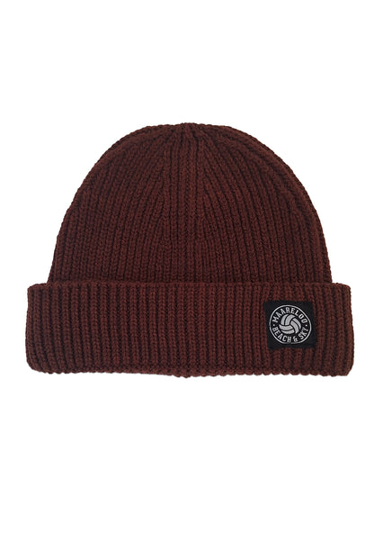 Beachvolleyball Bekleidung Streetwear  Mütze Beanie burgund Pack shot harbour style fishermen warm beanie short mit Markenlabel