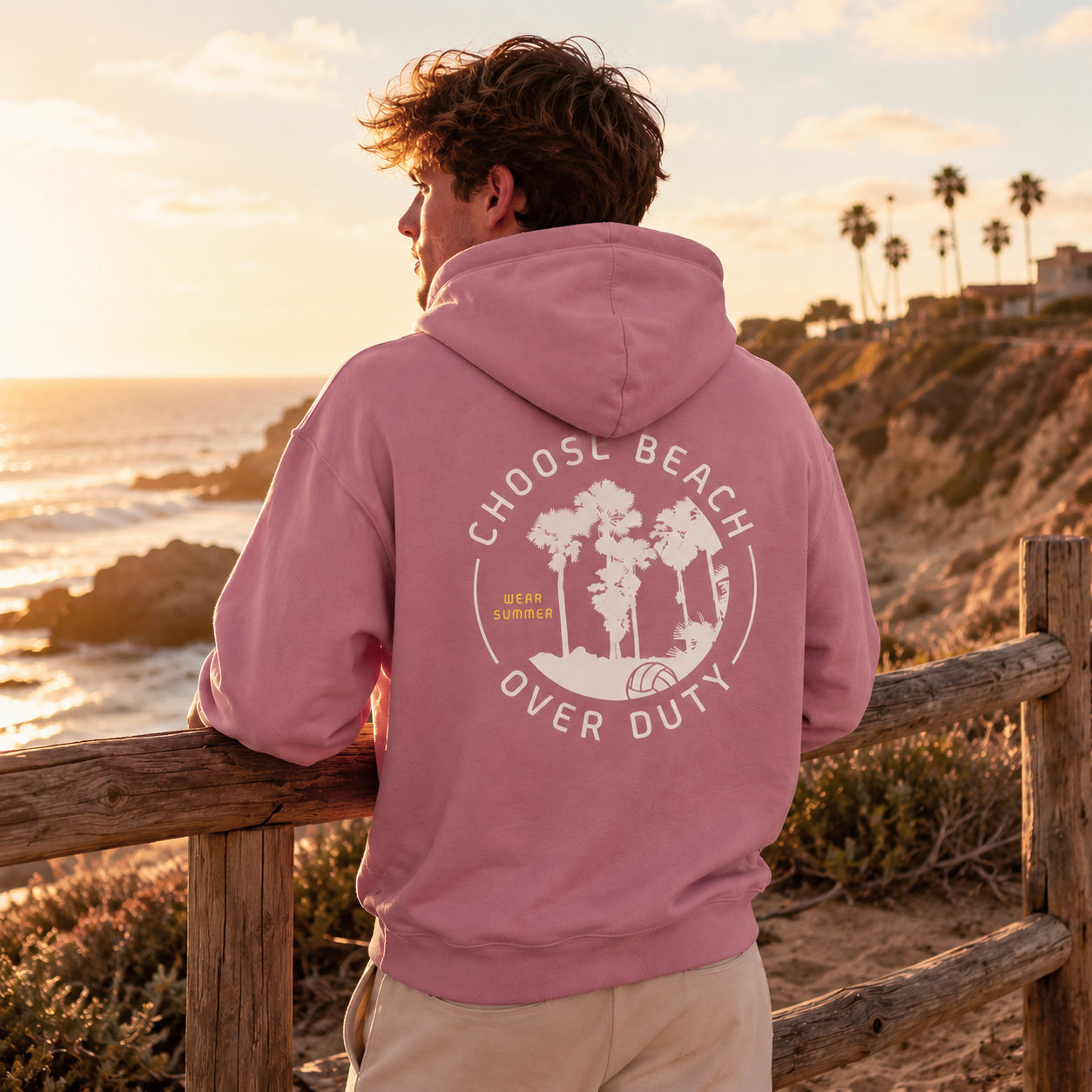 CHOOSE BEACH Hoodie - Pink