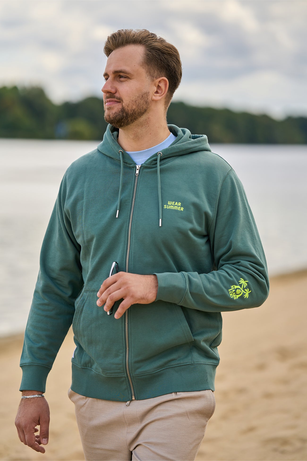 CHOOSE BEACH Zipper - Deep Green