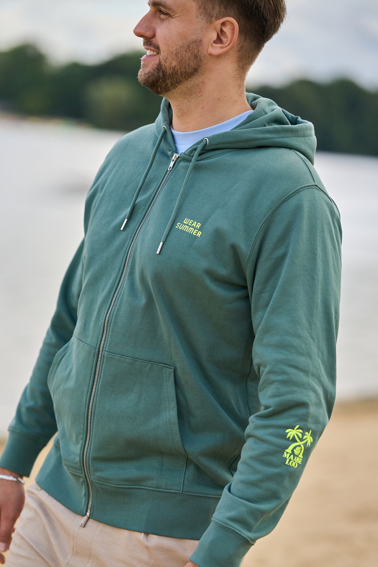 CHOOSE BEACH Zipper - Deep Green